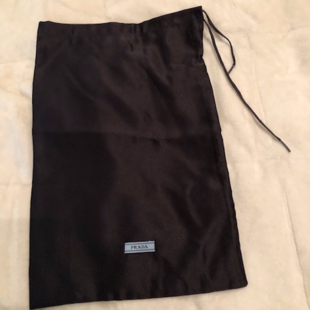 PRADA DUST COVERS- BLACK SATIN WITH DRAWSTRINGS.